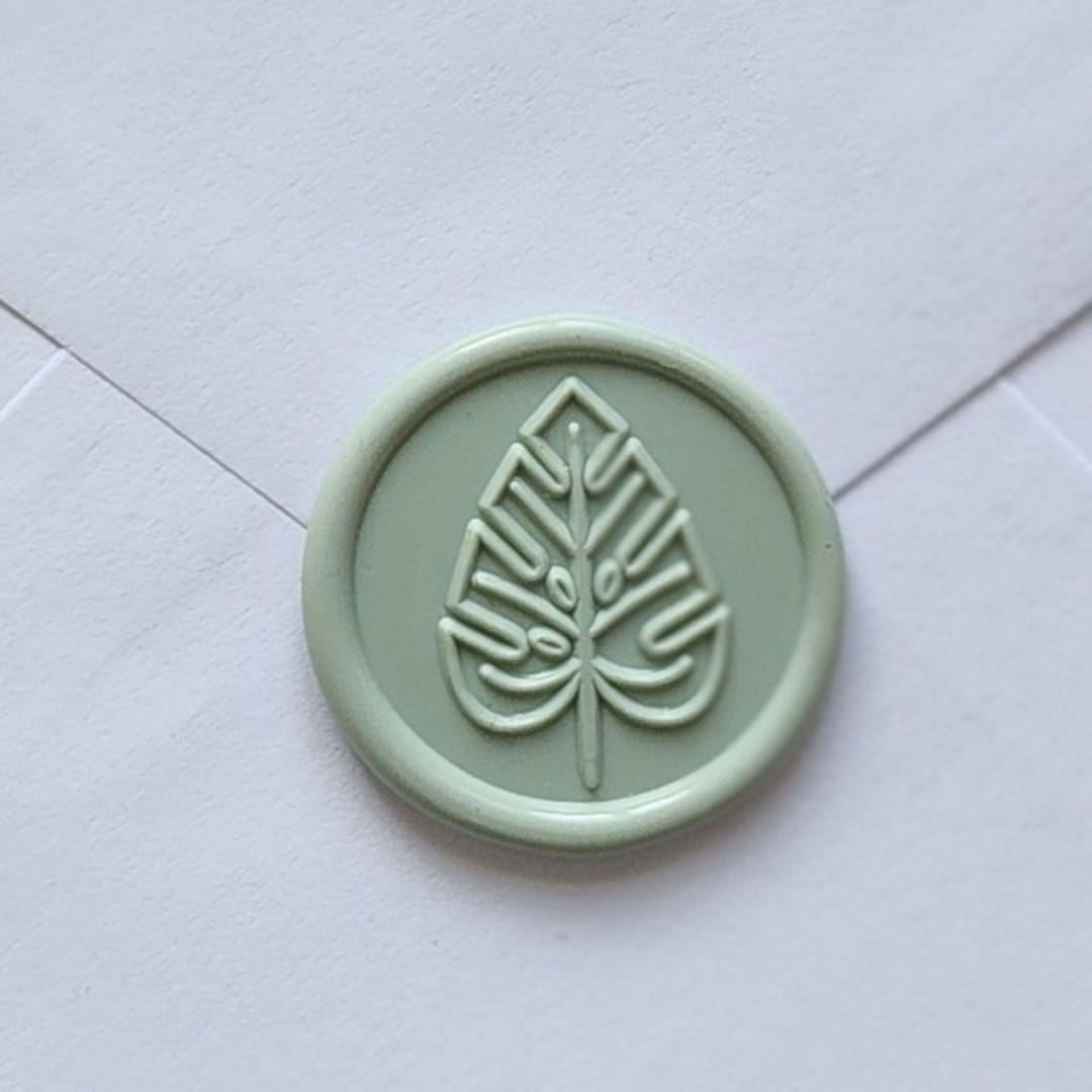 "Customizable Color Monstera Self-Adhesive Wax Seals, Set of 5" - Wax Seals in green by MC silverlinings