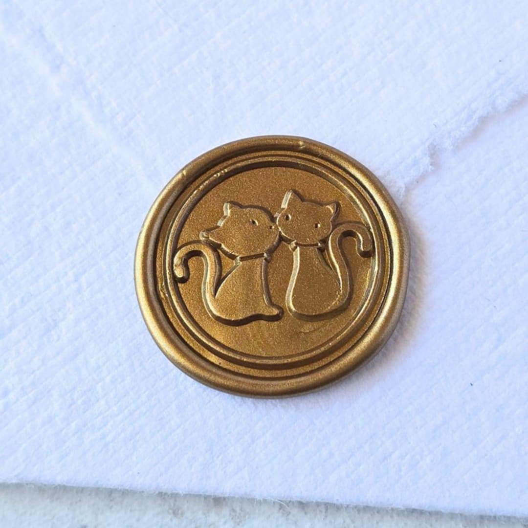 "Kissing Cats- Customizable Color- Set of 25 Hand-crafted Wax Seals" - Wax Seals in multicolor by Inkspiringletters