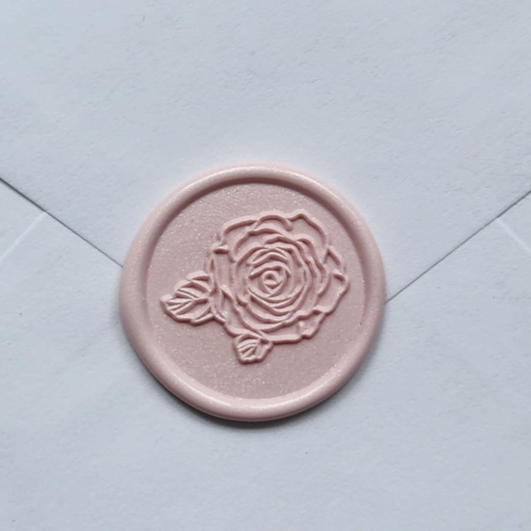 "Customizable Color Rose Head Self-adhesive Wax Seals, Set of 5" - Wax Seals in white by MC silverlinings