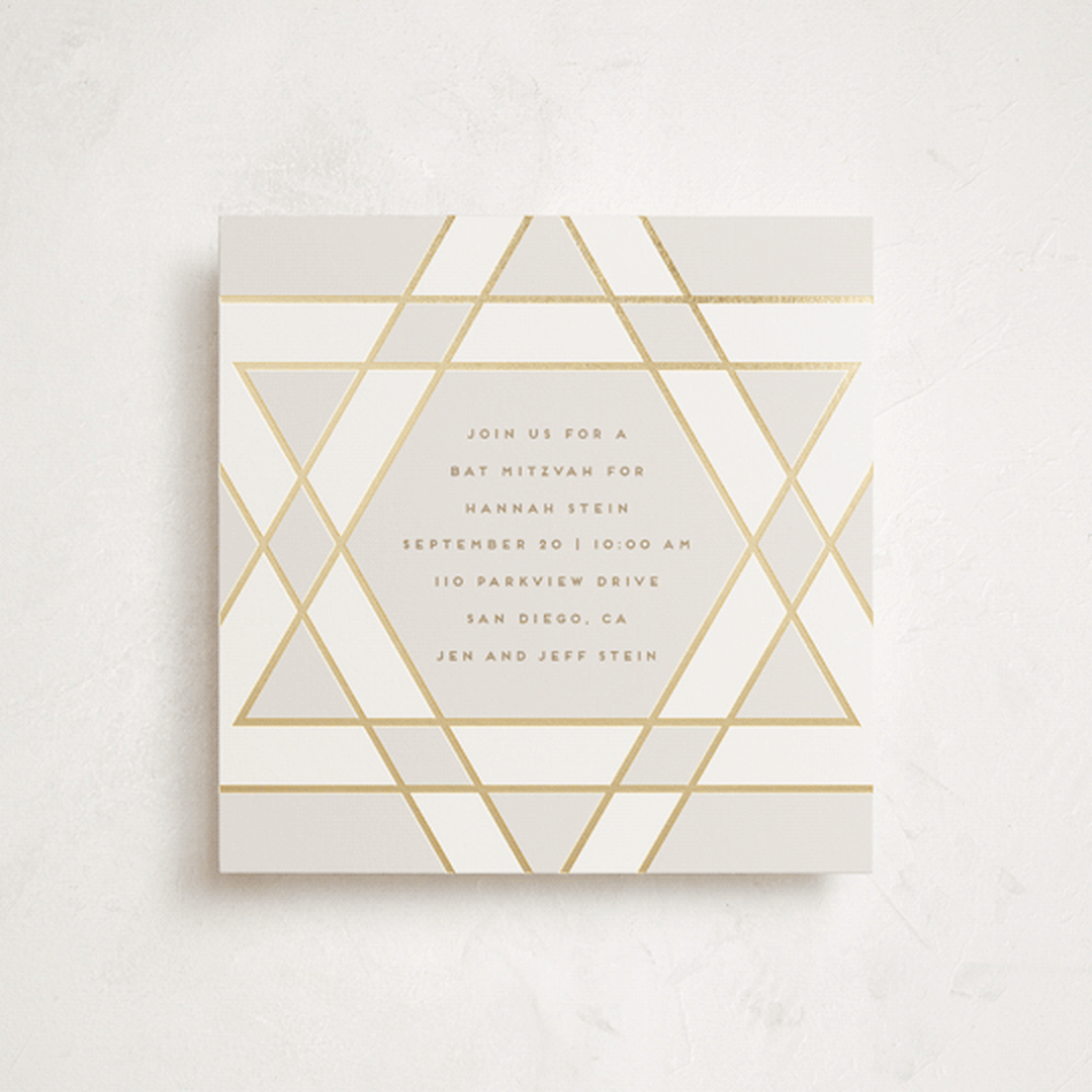 "Square Star of David" - Mitzvah Invitations in Cream by Stacy Maalouf - Front
