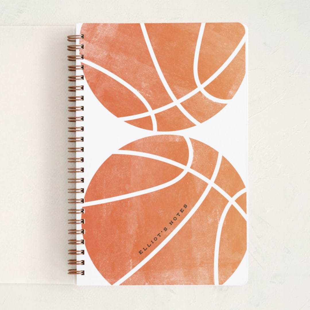 "Basketball" - Notebook in Pumpkin by Corinne Malesic - Front