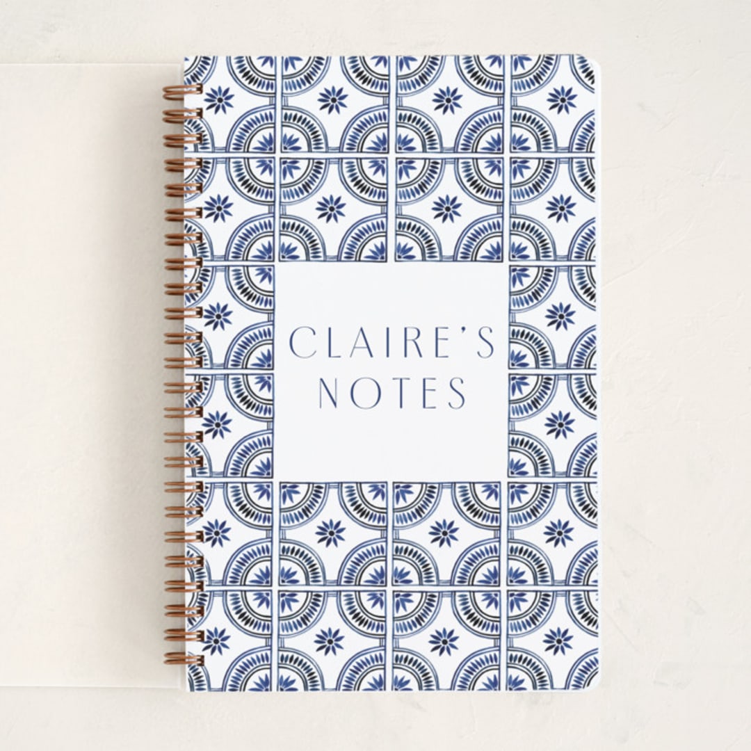 "watercolor tile" - Notebook in Cobalt by Katharine Watson - Front
