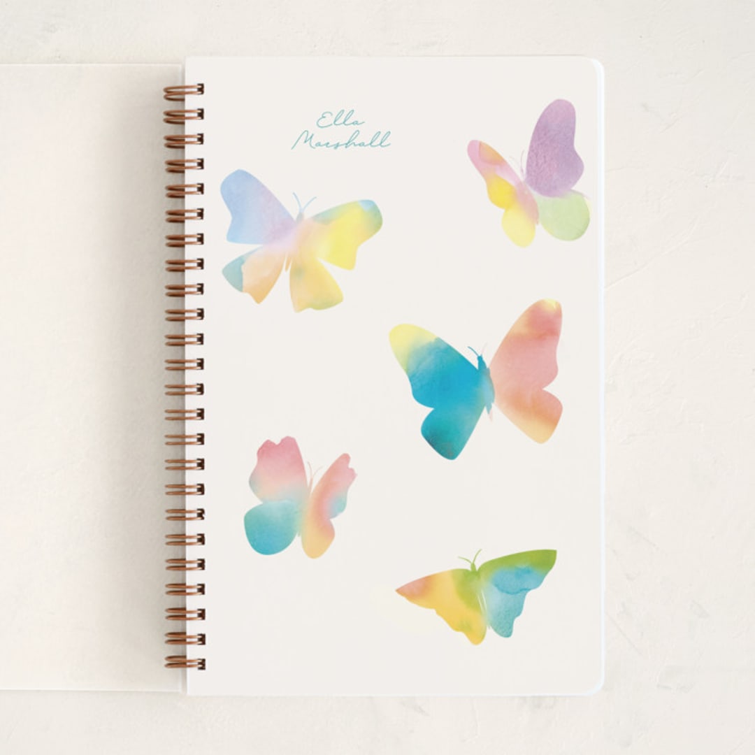 "Watercolor butterflies" - Notebook in Ocean by Lindsay Megahed - Front