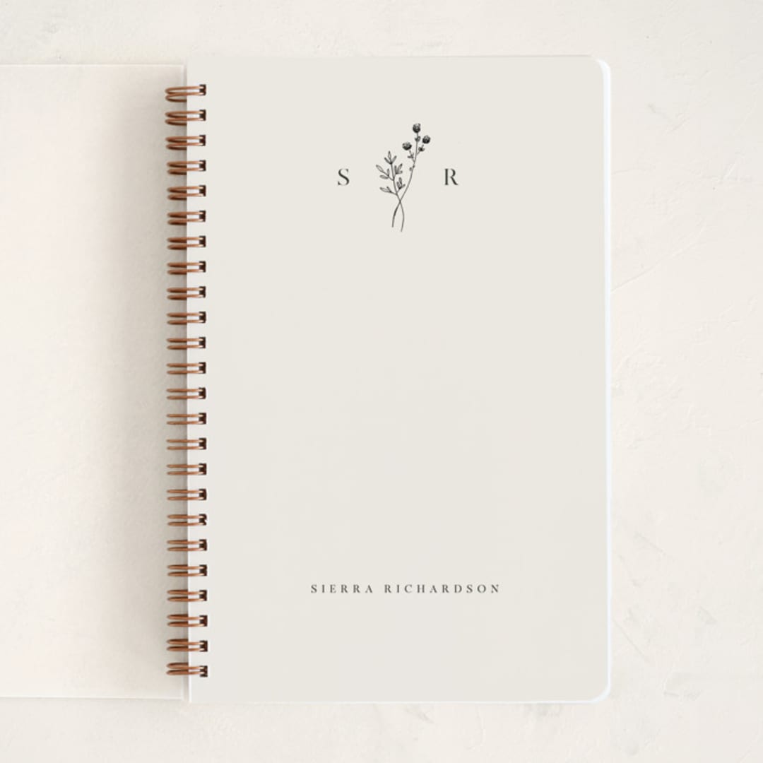 "Botanical Monogram" - Notebook in Linen by Kelly Schmidt - Front