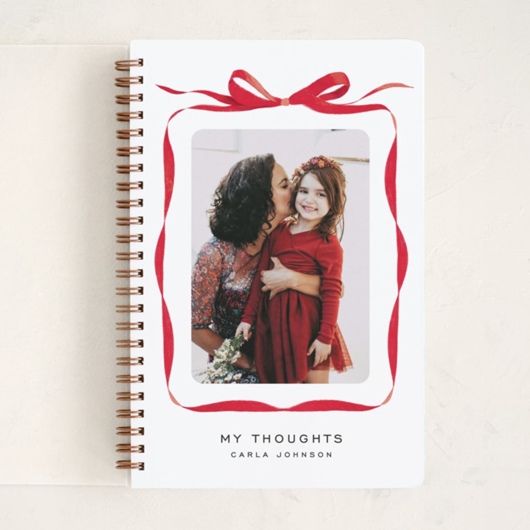 "Bow" - Notebook in Crimson by Olivia Kanaley Inman - Front