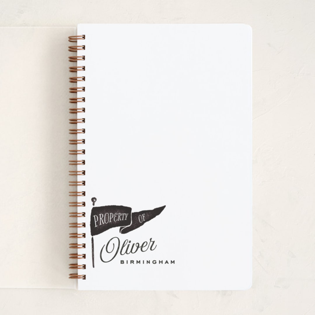 "Vintage Pennant" - Notebook in Licorice by Oscar and Emma - Karly Depew - Front