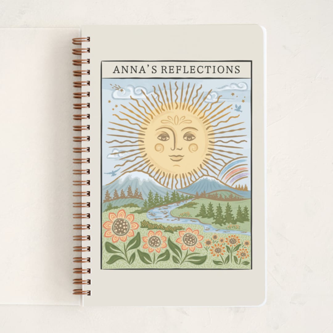 "Golden sun tarot birthday card" - Notebook in Tan by Paper Sun Studio - Front