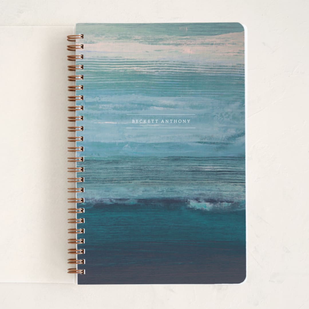"Lined Sea" - Notebook in Sea by Jen Florentine - Front