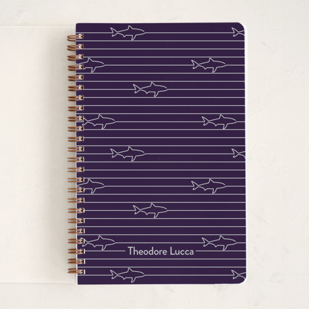 "Shark Stripe" - Notebook in Mulberry by Ro Pacifico - Front