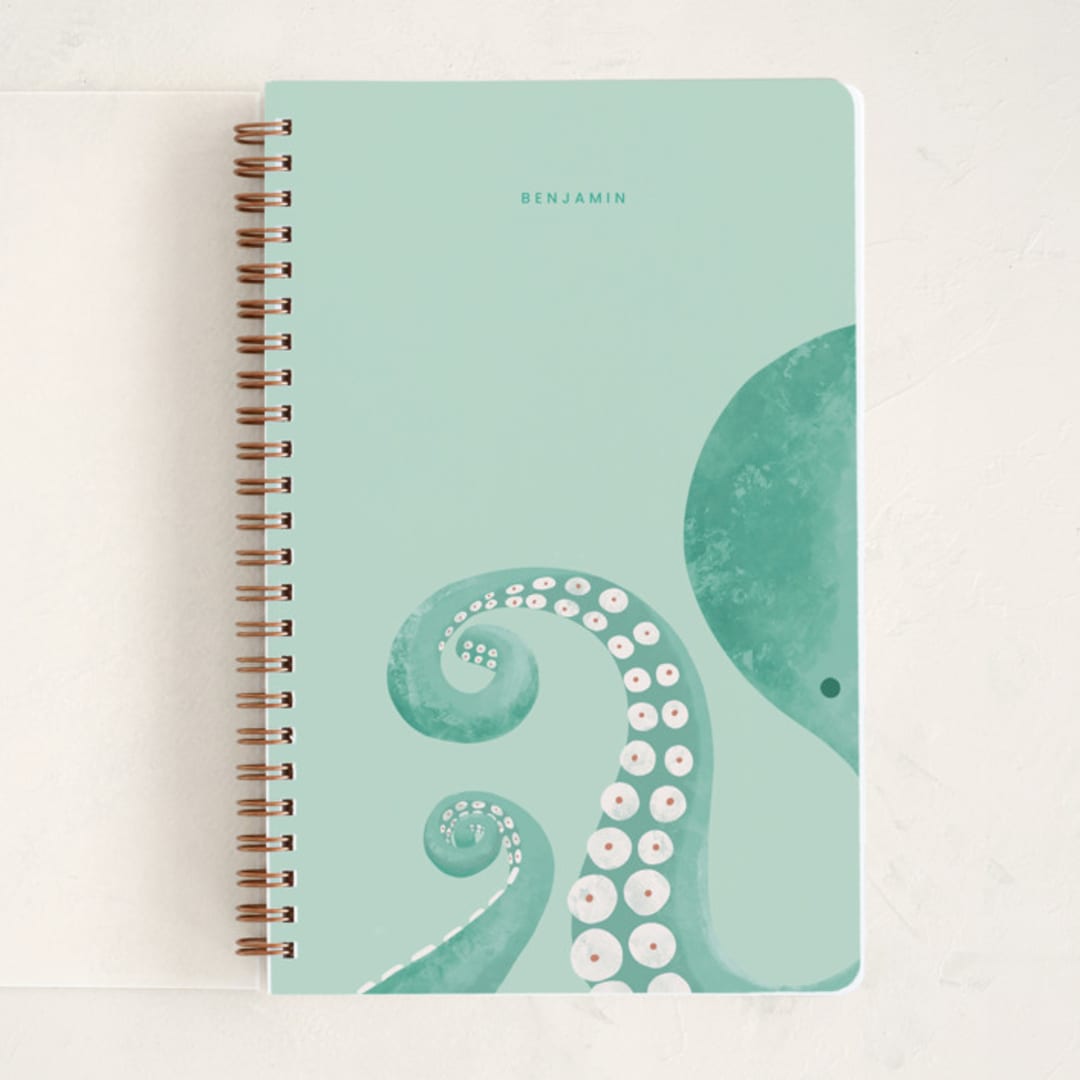 "Mr Octopus" - Notebook in Mint by Adelyn T. - Front