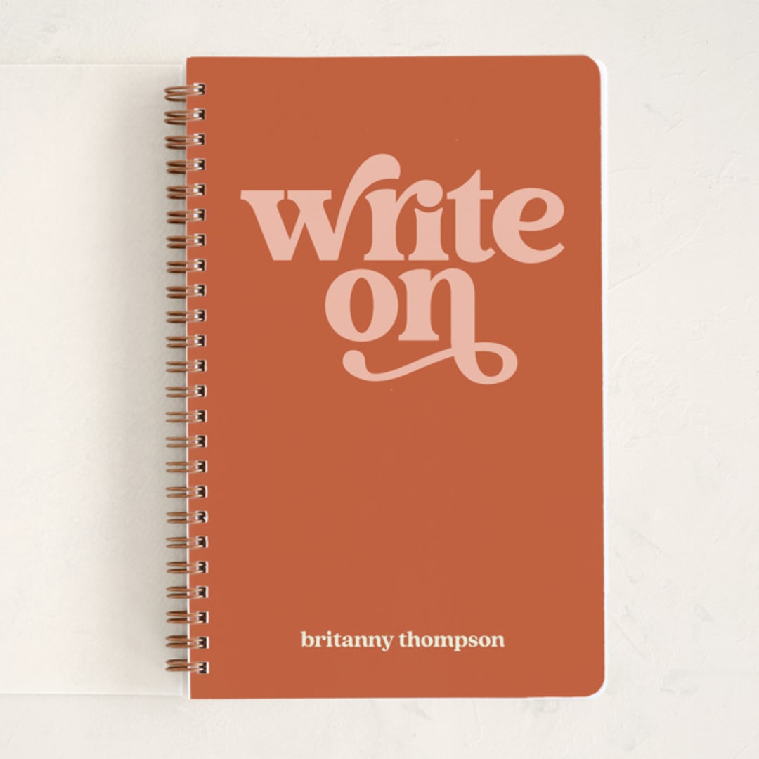 "Write On" - Notebook in Sunset by Jenna Holcomb - Front
