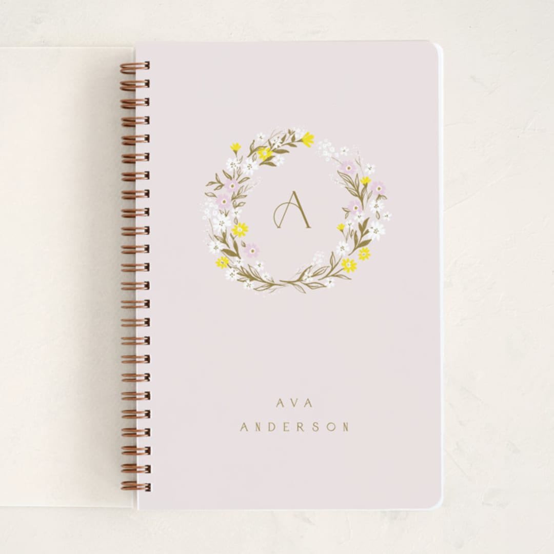 "Floral Monogram" - Notebook in Blush by Ana Sharpe - Front