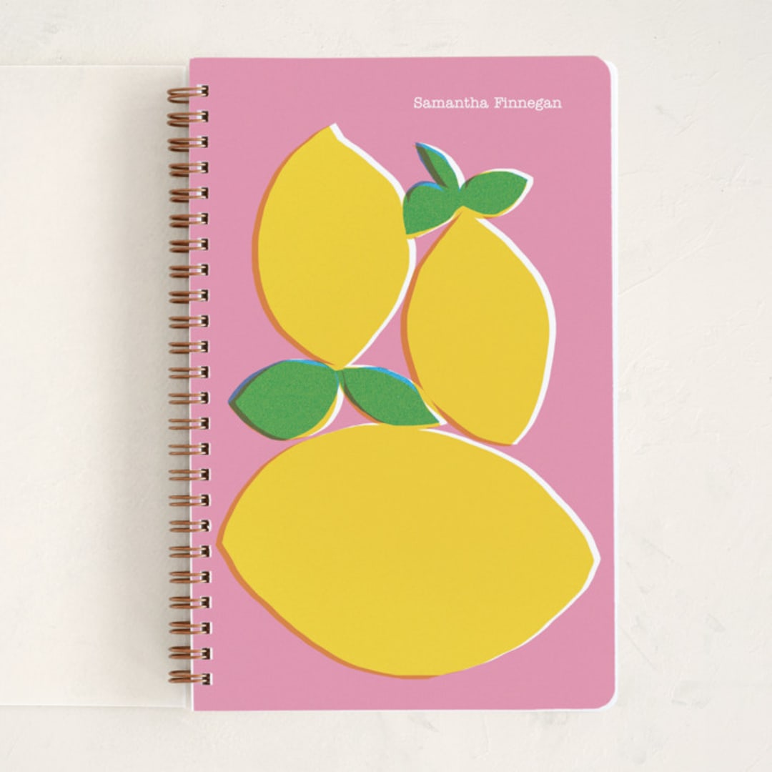 "Lively Lemons" - Notebook in Carnation by Kristiina Almy - Front