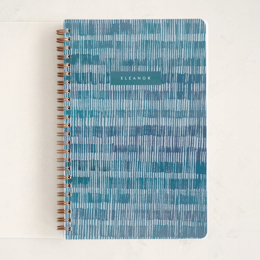 "Striped Watercolor" - Notebook in Peacock by Kelly Williams - Front