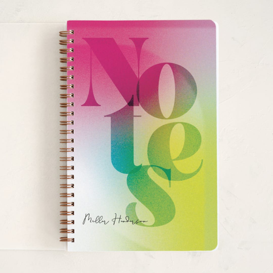 "Neon Notes" - Notebook in Neon Rainbow by Anna Elder - Front