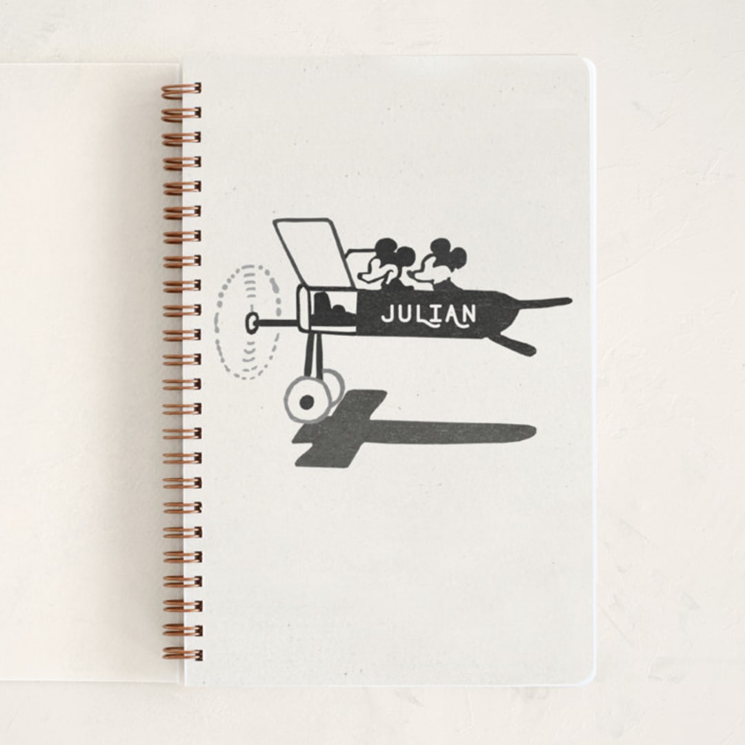 "Disney's Mickey and Minnie on the plane" - Notebook in Ivory by Sumak Studio - Front