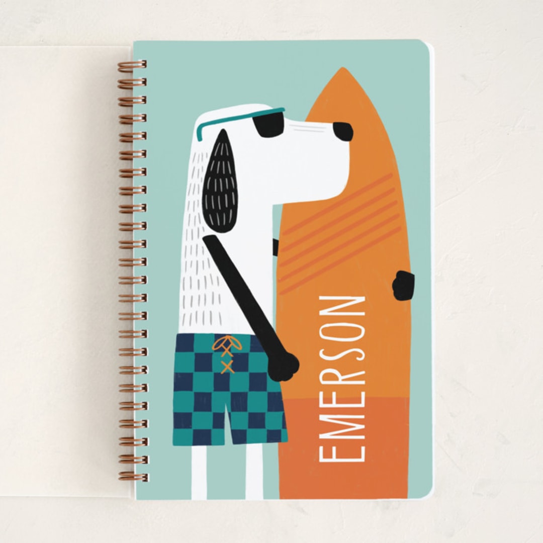 "Surfer Dude " - Notebook in Wave by JeAnna Casper - Front