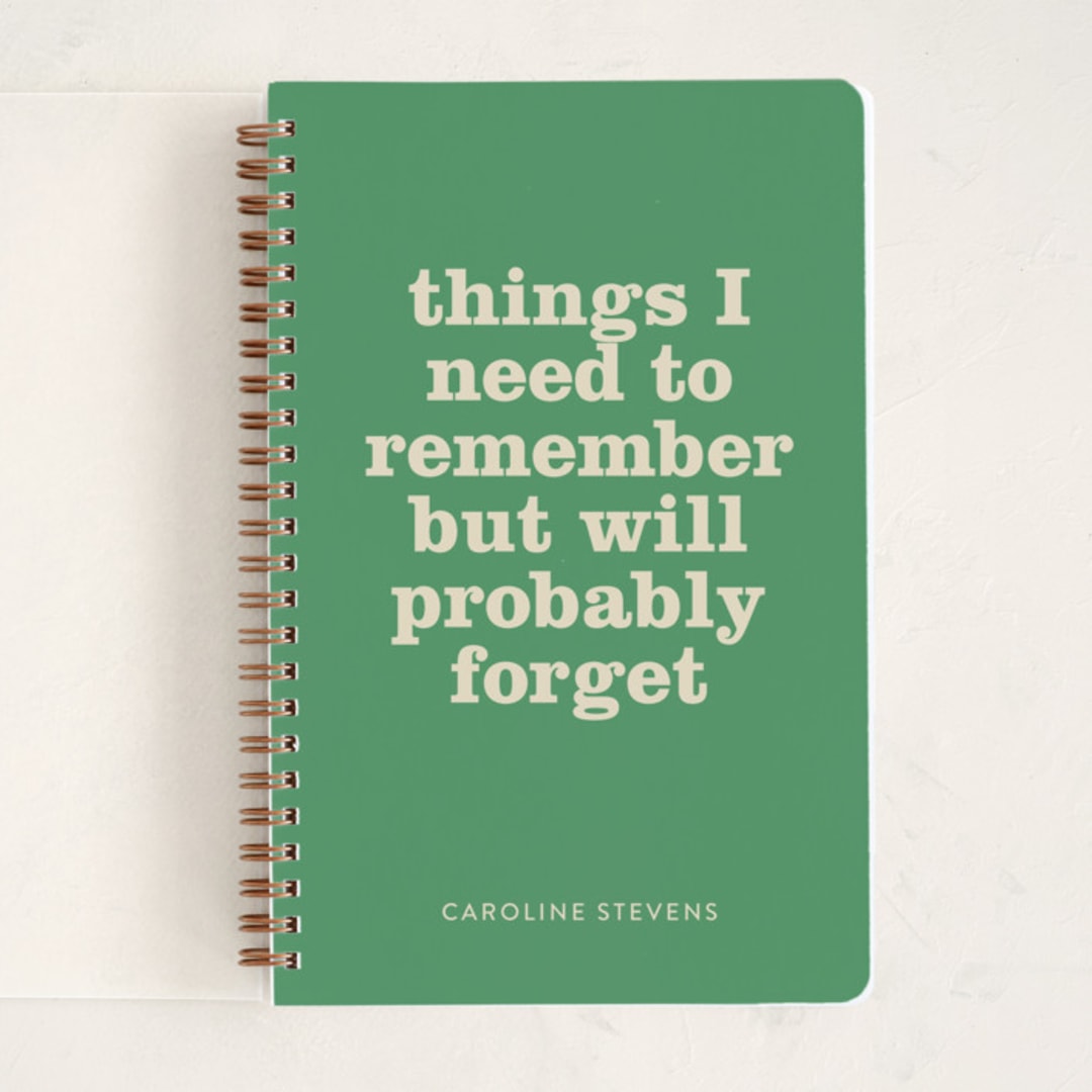 "Things I Forget" - Notebook in Evergreen by Beth Vassalo - Front
