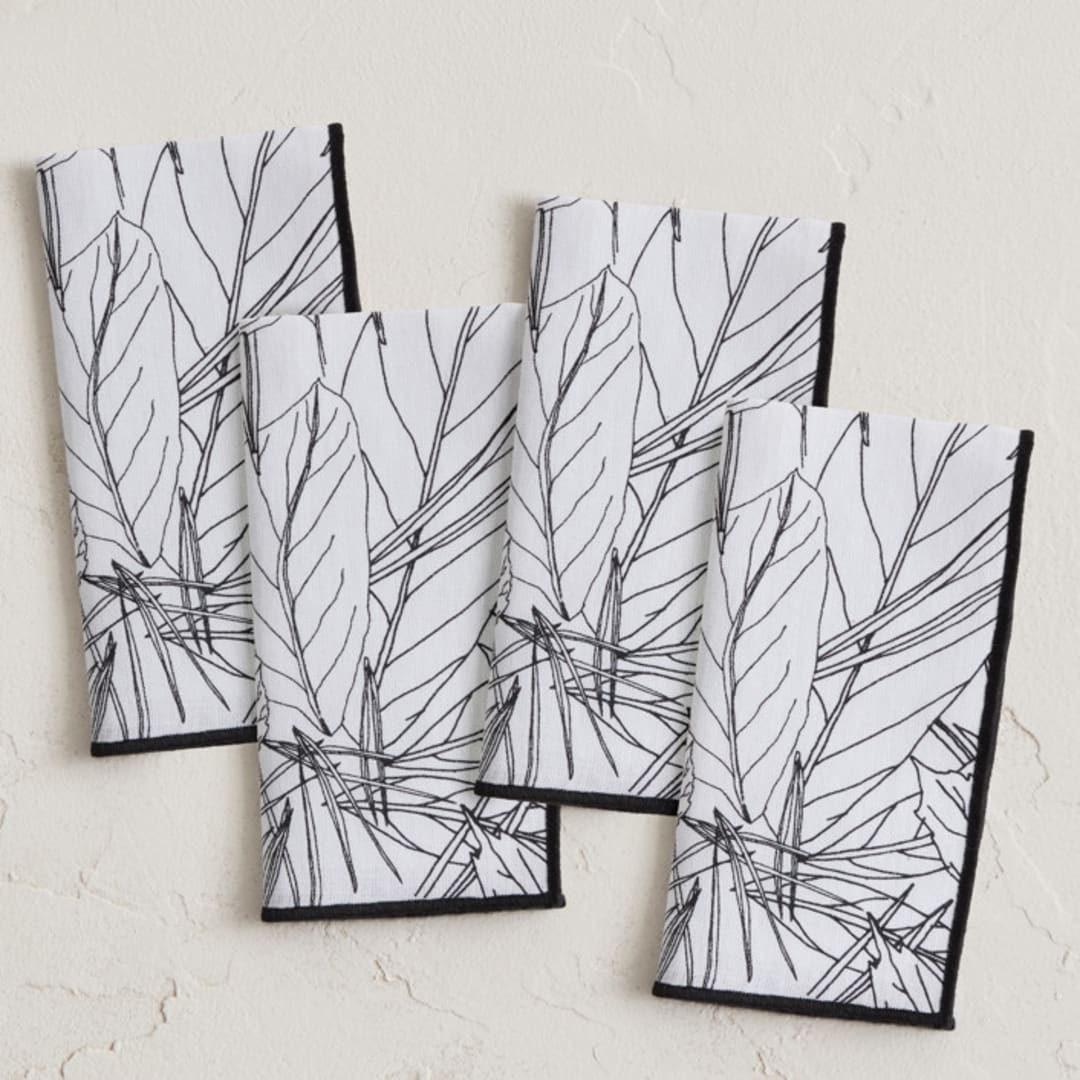 "Fallen Leaves" - Napkins in Silk by Catilustre - Napkins, Set of 4