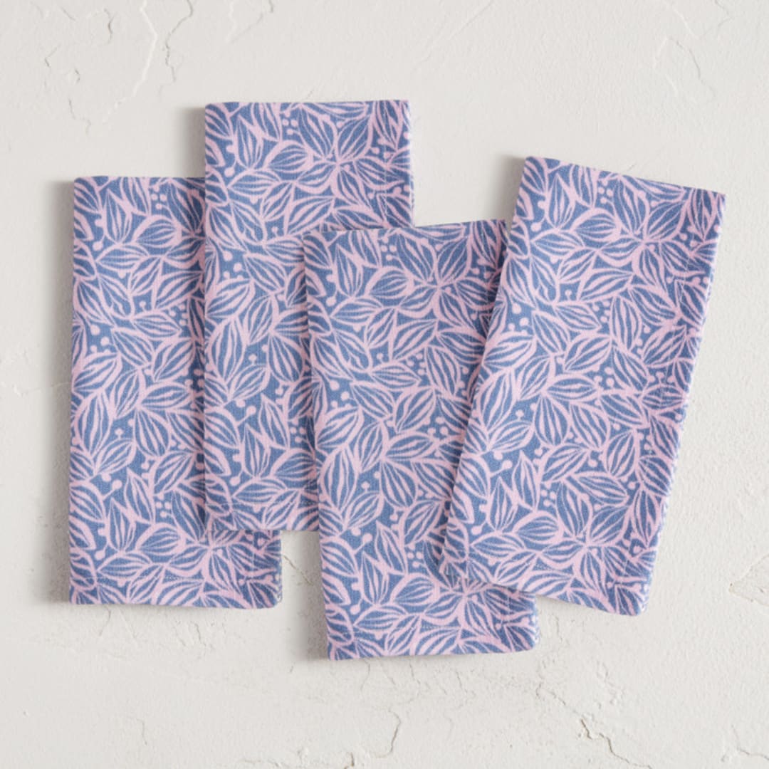 "Morning in the garden" - Napkins in Peony by Magdalena Kucova - Napkins, Set of 4