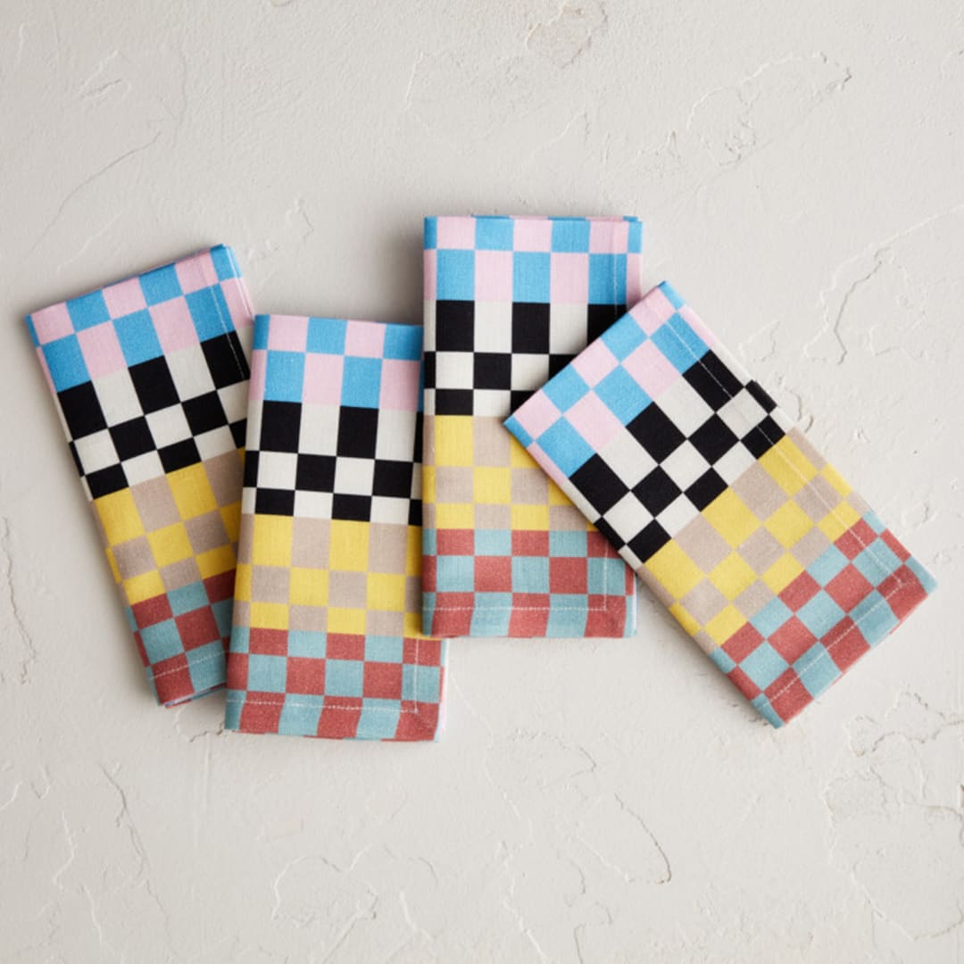 "Checkered" - Napkins in Modern by Baumbirdy - Napkins, Set of 4