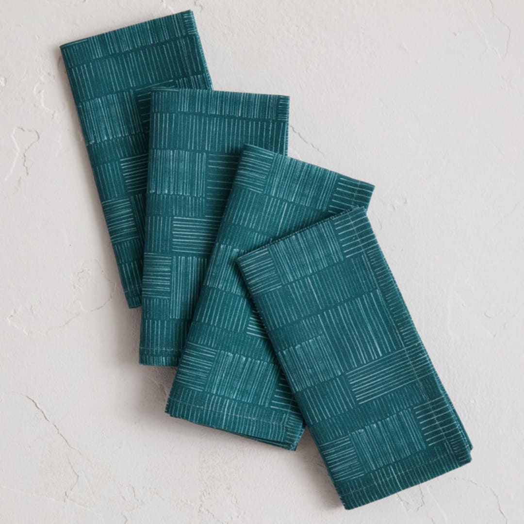 "Stick Stacked" - Napkins in Pine by Kelly Williams - Napkins, Set of 4