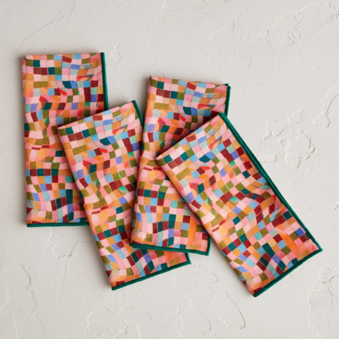 "Good Things Take Time" - Napkins in Vibrant by Kimberly Young - Napkins, Set of 4