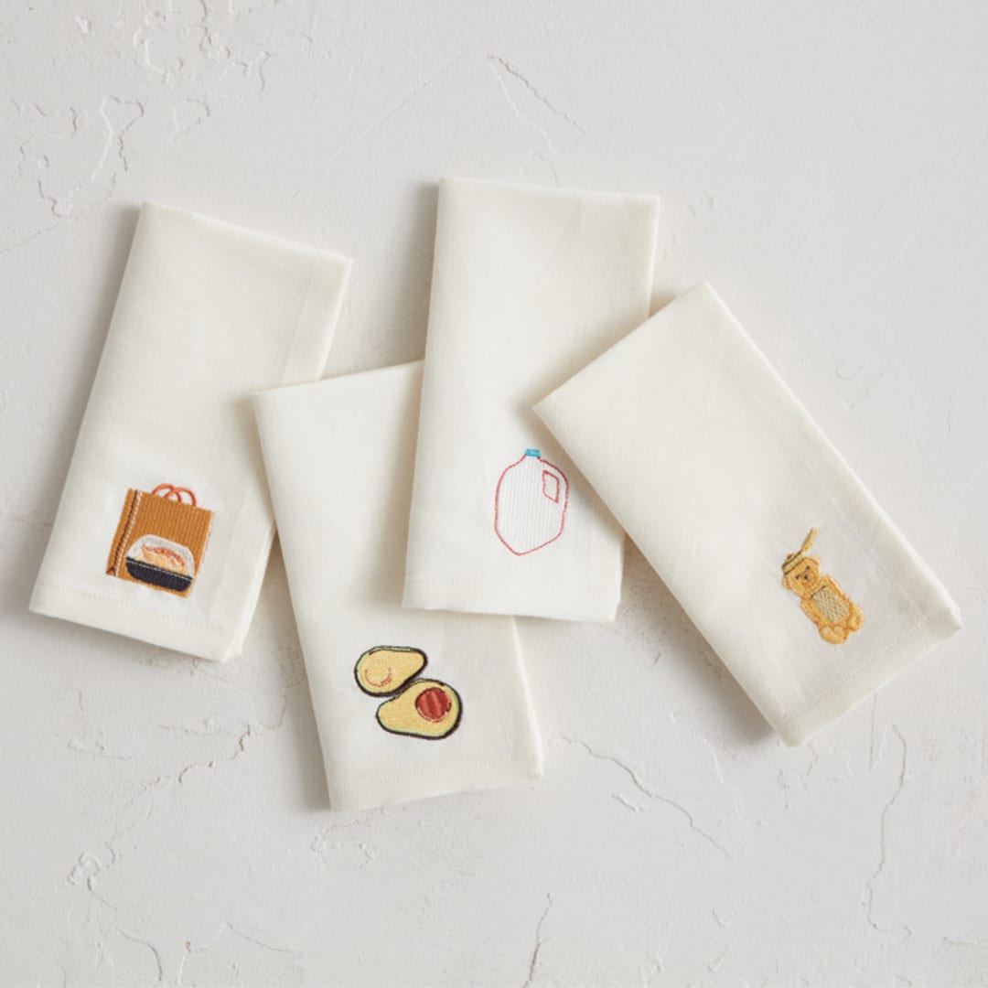"Food" - Napkins in Linen by Elliot Stokes - Napkins, Set of 4