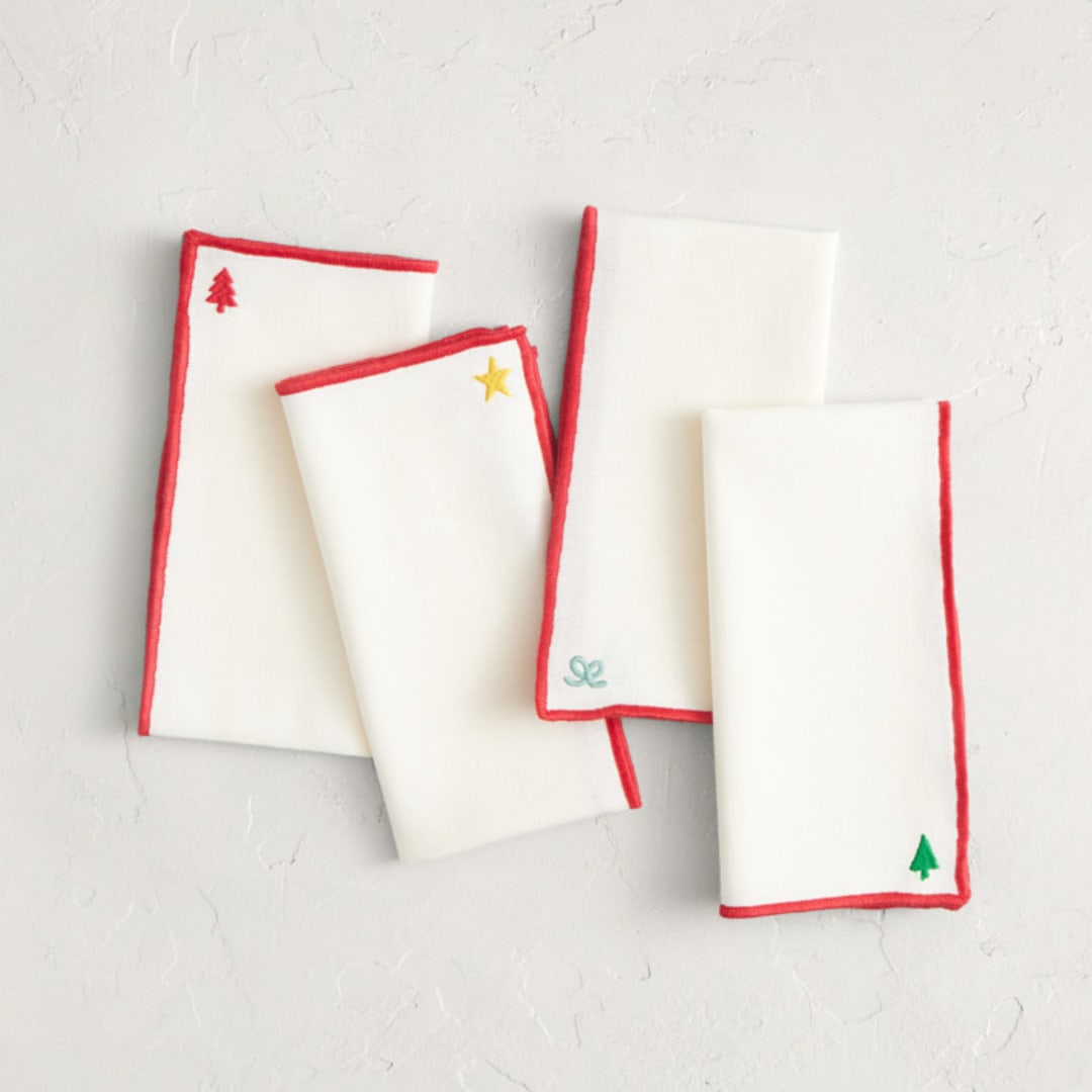 "Cheerful Charms" - Napkins in Festive by Kim Sabel - Napkins, Set of 4