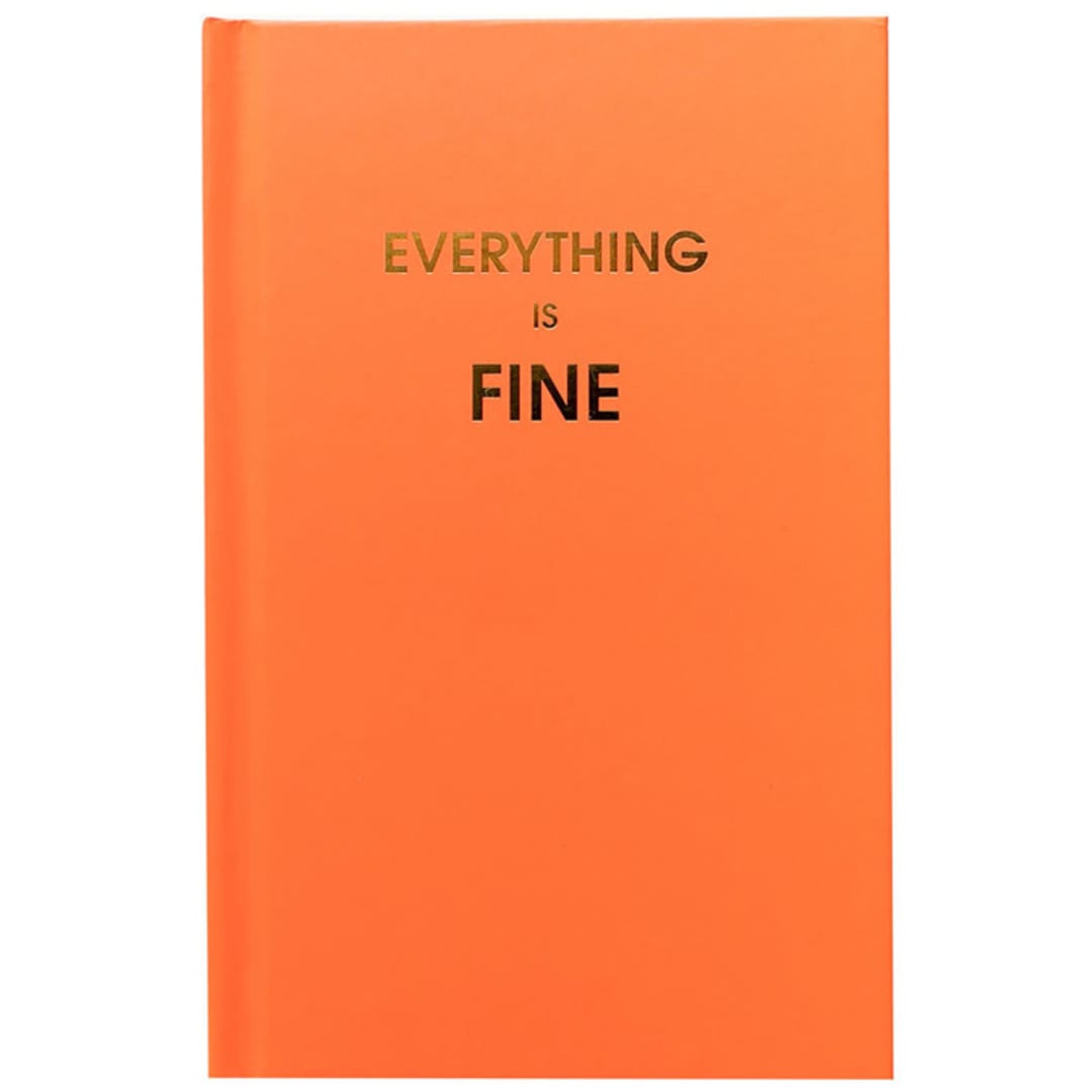 "Everything is Fine - Neon Red Hardcover Journal" - Notebook in red by Chez Gagné