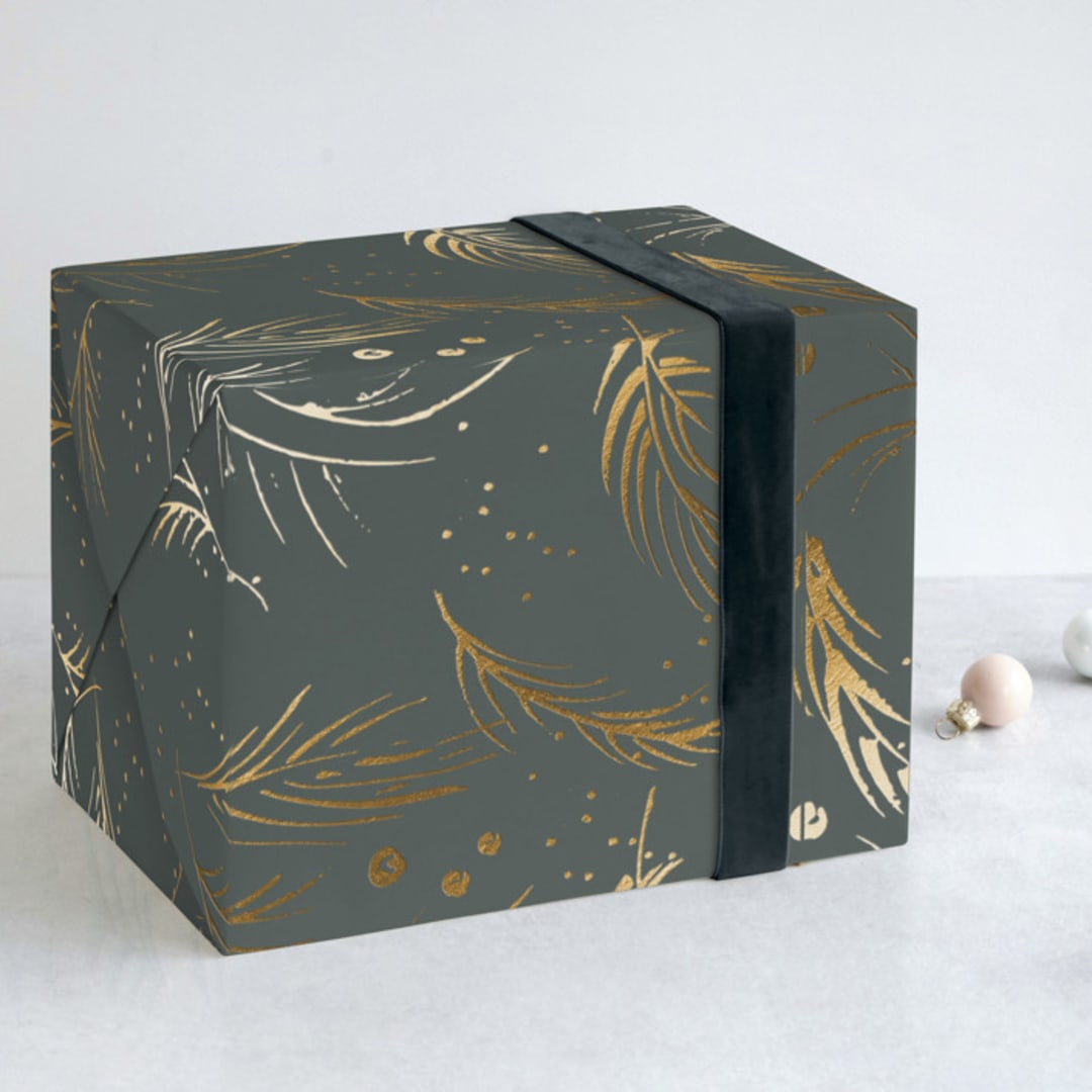 "Luxe branches" - Wrapping Paper in grey by Lucrecia Caporale - Front