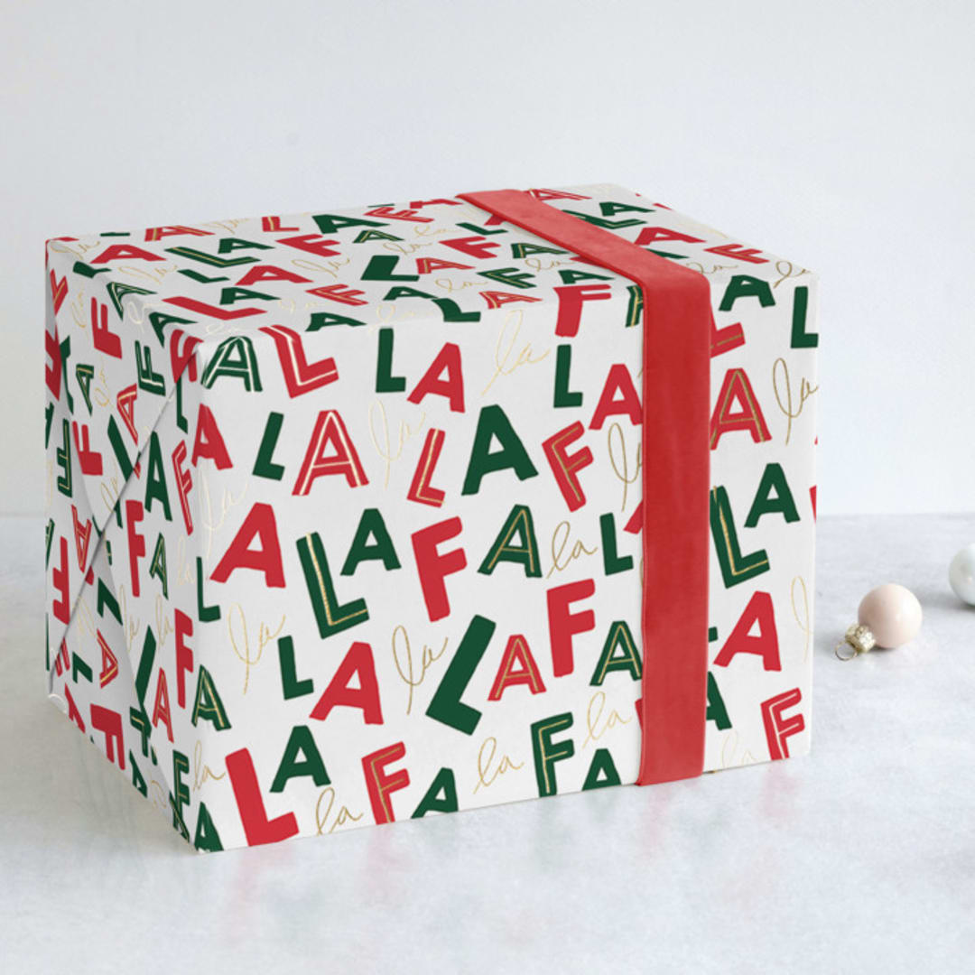 "Falala" - Wrapping Paper in Red by Baumbirdy - Front