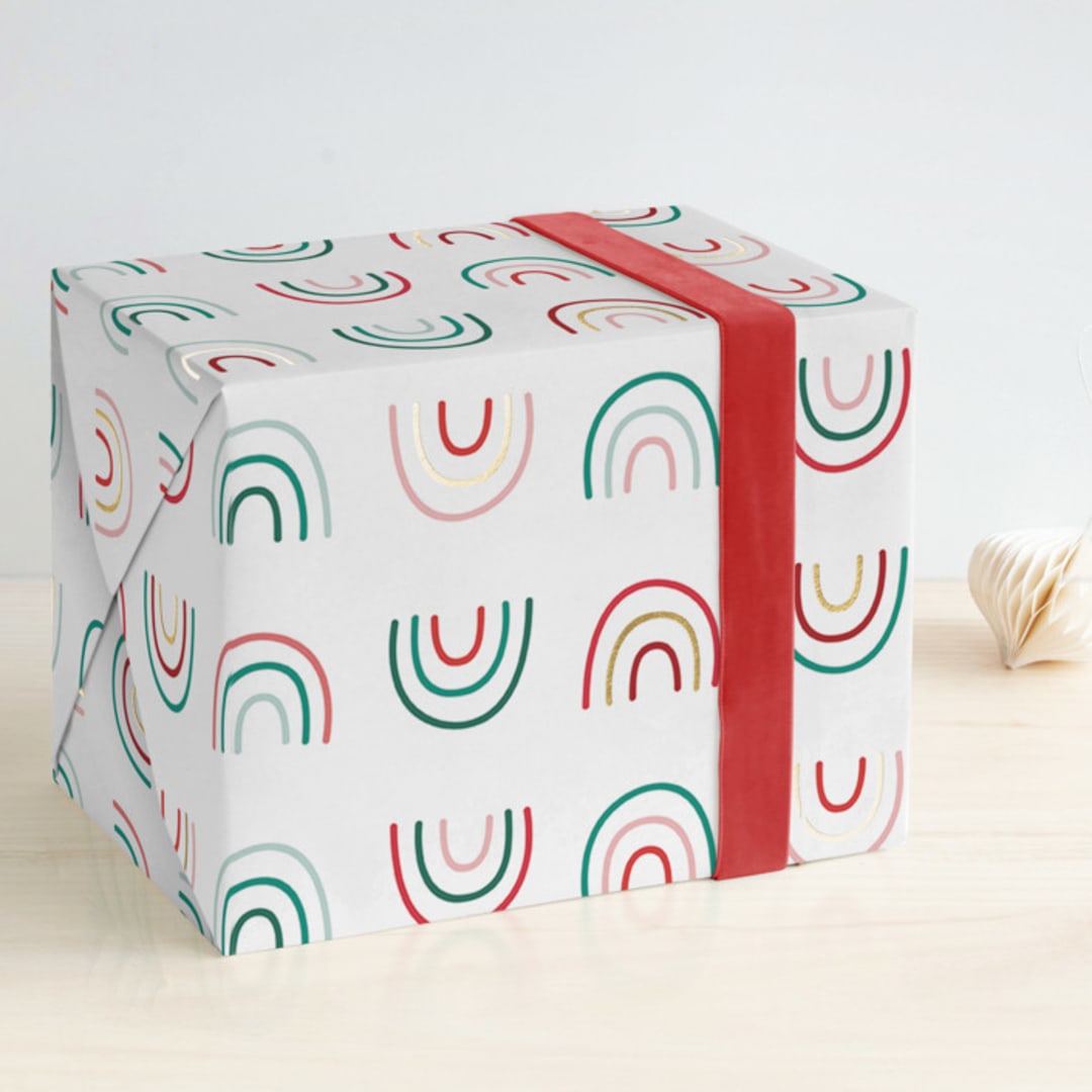 "Holiday Rainbows" - Wrapping Paper in Candy by Erica Krystek - Front