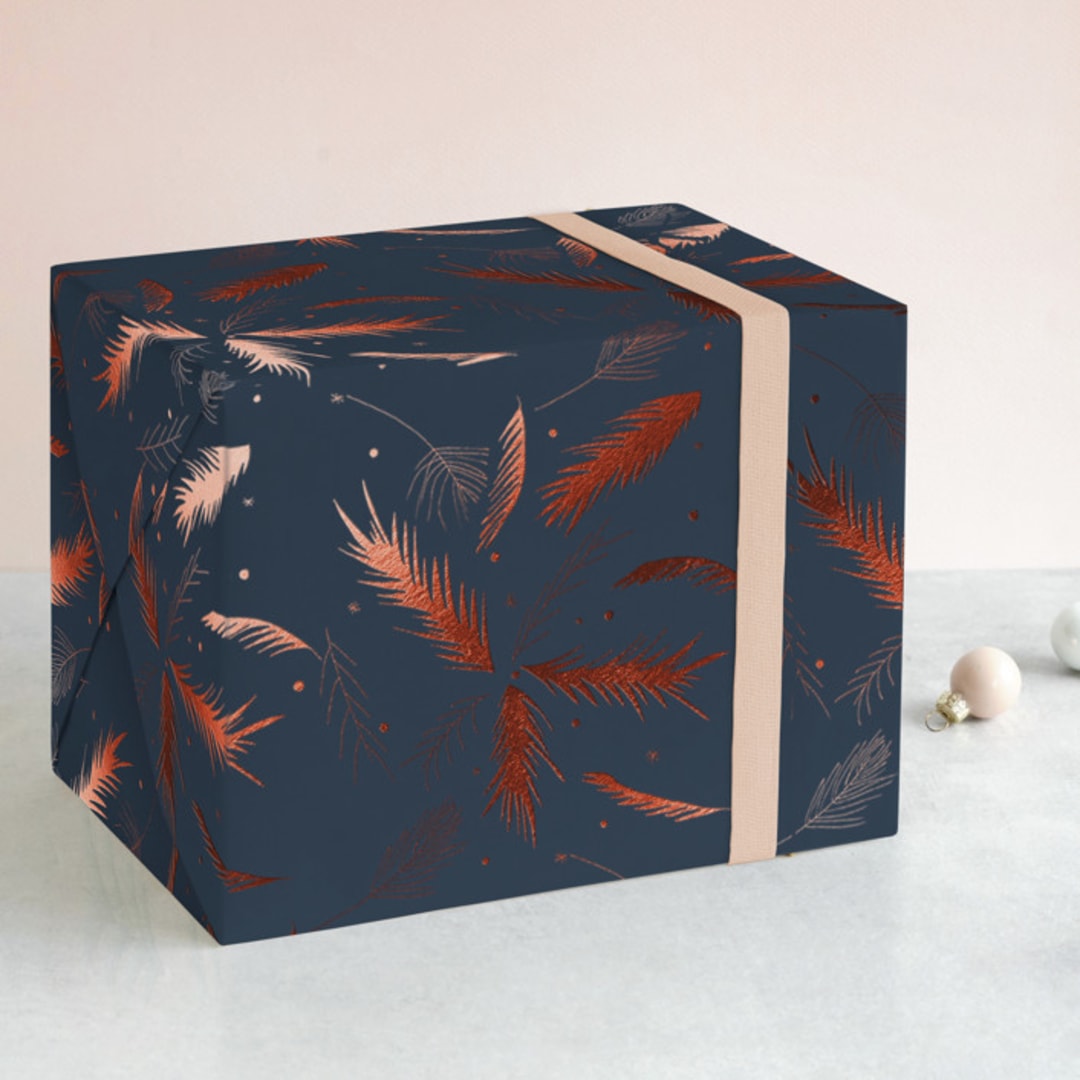 "Evergreen Sprigs" - Wrapping Paper in Evergreen by Lizzie Bowman - Front