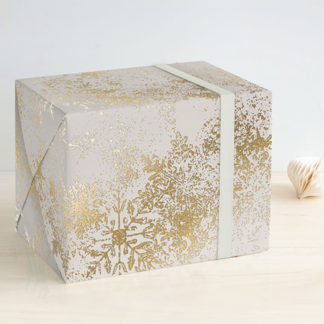 "Snow Flurries" - Wrapping Paper in snow by Leah Bisch - Front