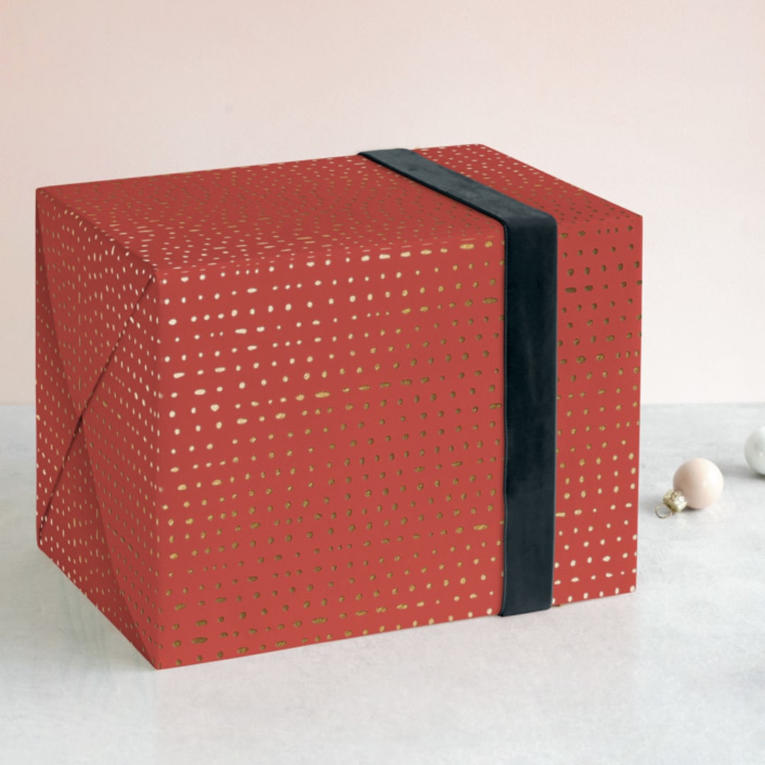 "Dotted Rows - Gold" - Wrapping Paper in Gilded by Ann Gardner - Front