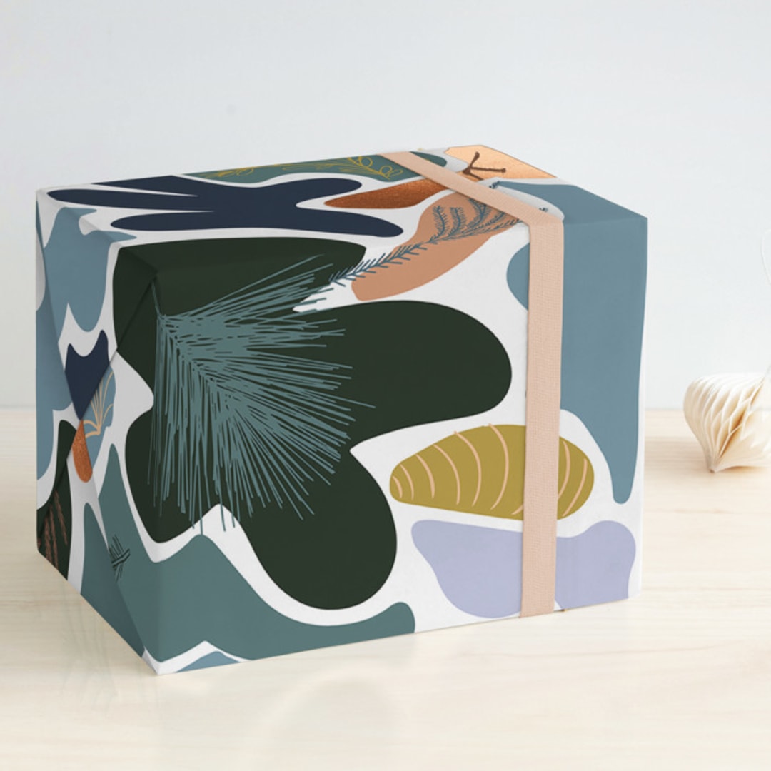 "Abstract Christmas at sea" - Wrapping Paper in Turquoise by Stephanie C Martinez - Front