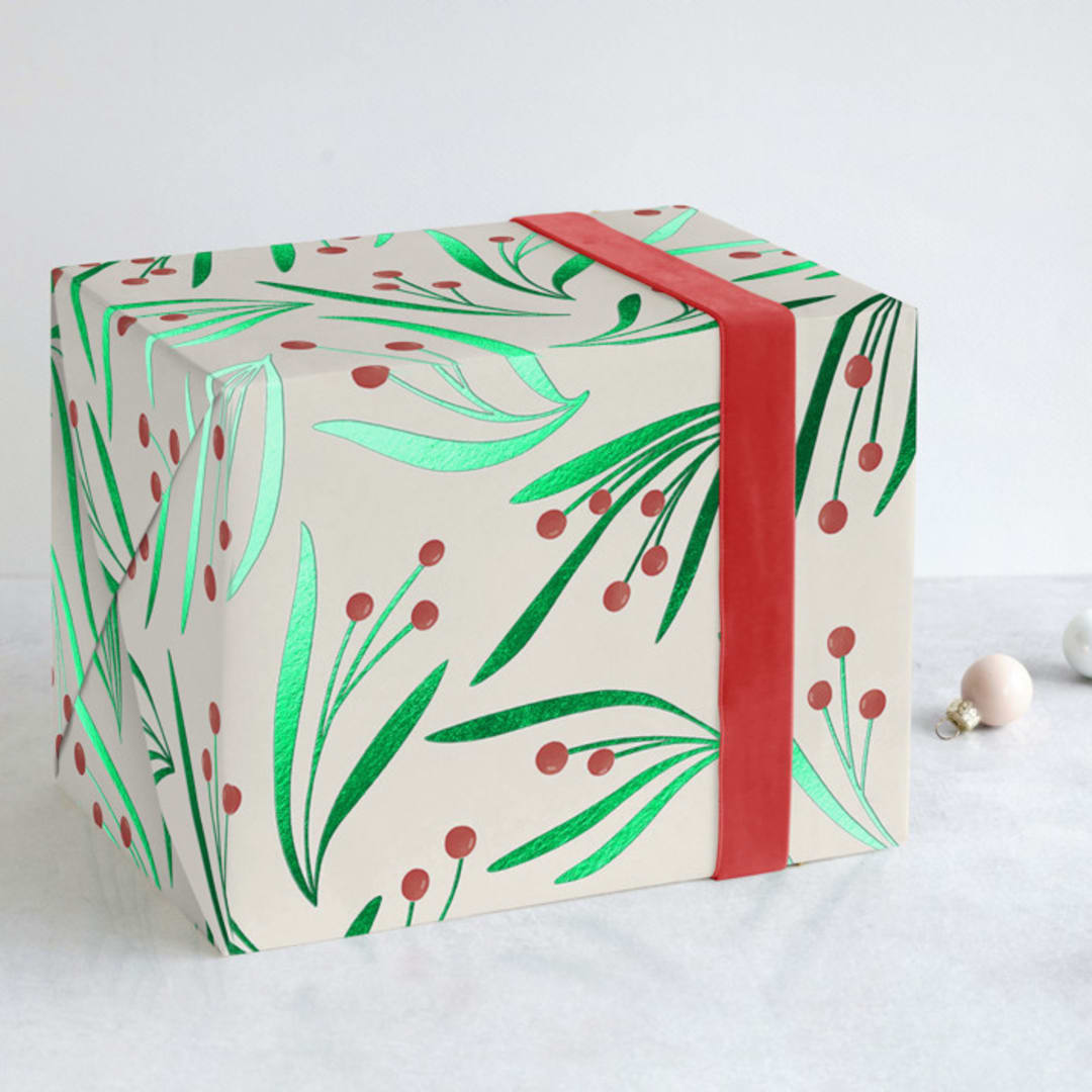 "Merry Mistletoe" - Wrapping Paper in Greenery by On Friday We - Front