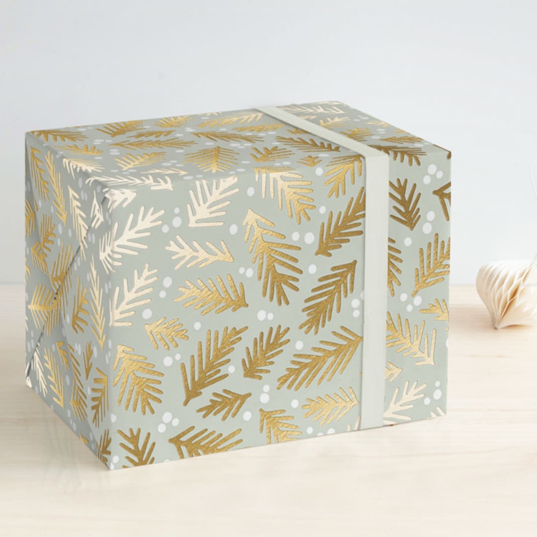 "Winter Pine" - Wrapping Paper in Pine by Meggy Masters - Front
