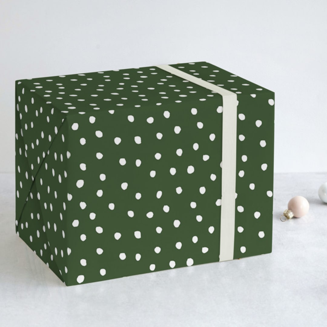 "Delicate Dots" - Wrapping Paper in Evergreen by Roxy Cervantes - Front