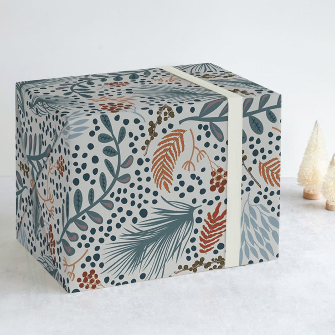 "Winter berry in Frost" - Wrapping Paper in Mist by Nina Leth - Front