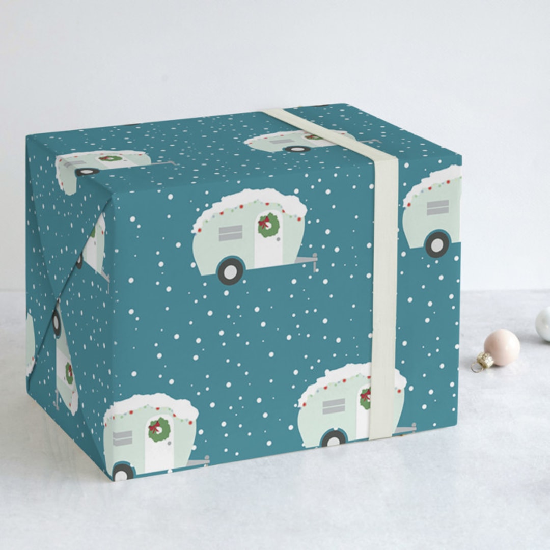 "Campy Little Christmas" - Wrapping Paper in Twilight by Jen Boehler - Front