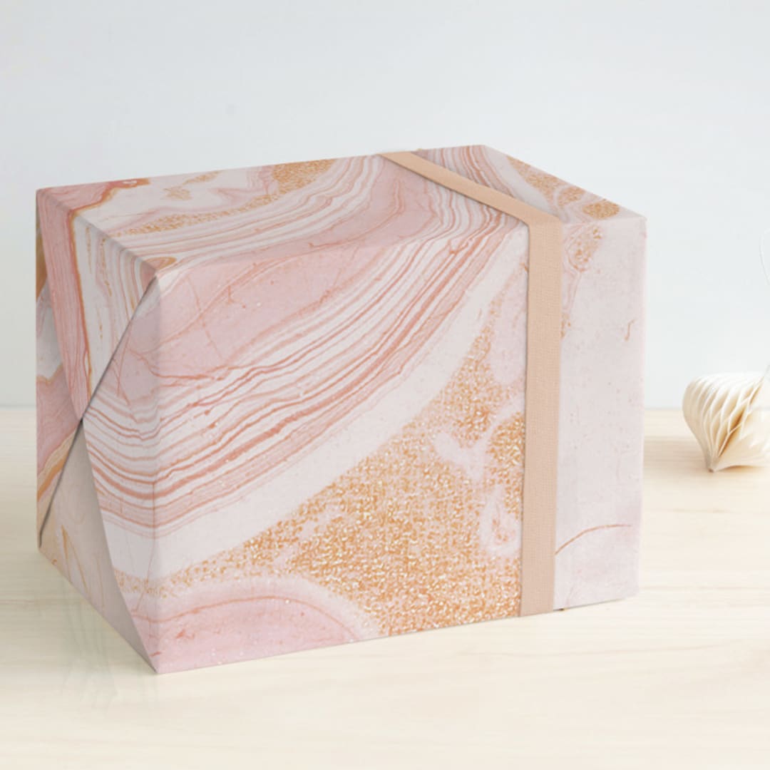 "Modern Marble" - Wrapping Paper in Rose by kelli hall - Front
