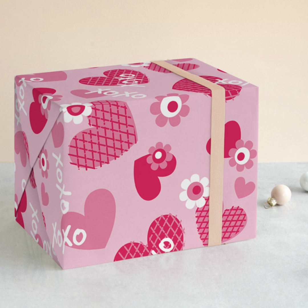 "XOXO" - Wrapping Paper in Fuchsia by Mandy Rider - Front