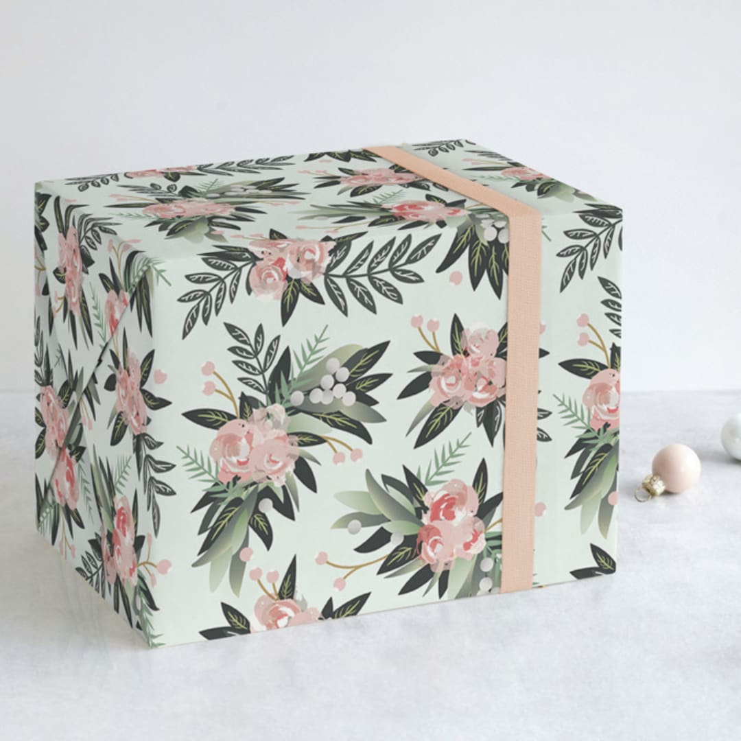 "wallFLOWER" - Wrapping Paper in Petal by Jennifer Postorino - Front