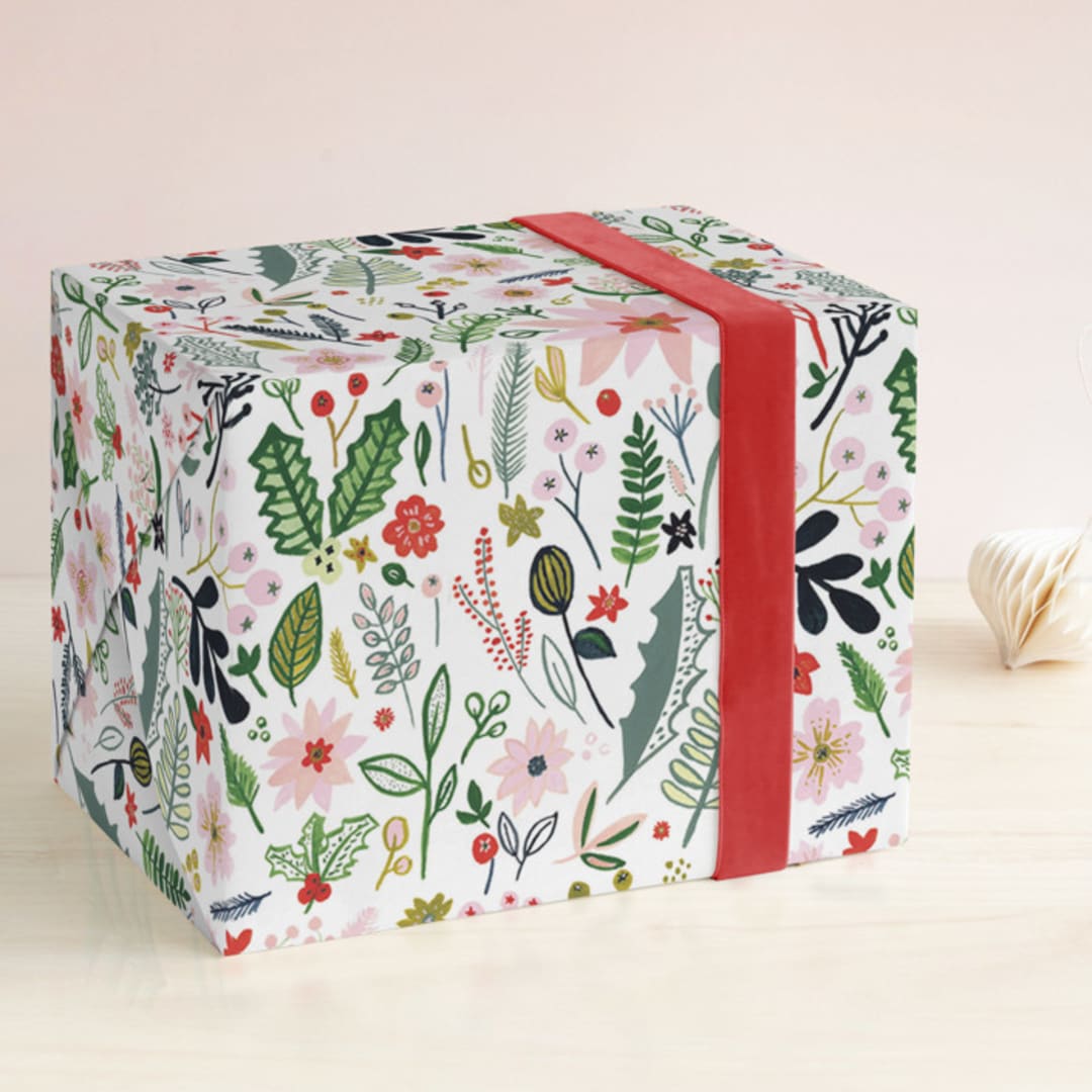 "Poinsettia Pretty In Pink" - Wrapping Paper in Winter Garden by Erika Firm - Front