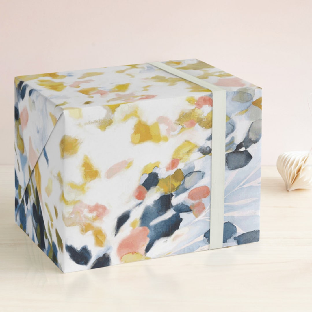 "Chasing Light" - Wrapping Paper in Marine Blue by Mya Bessette - Front