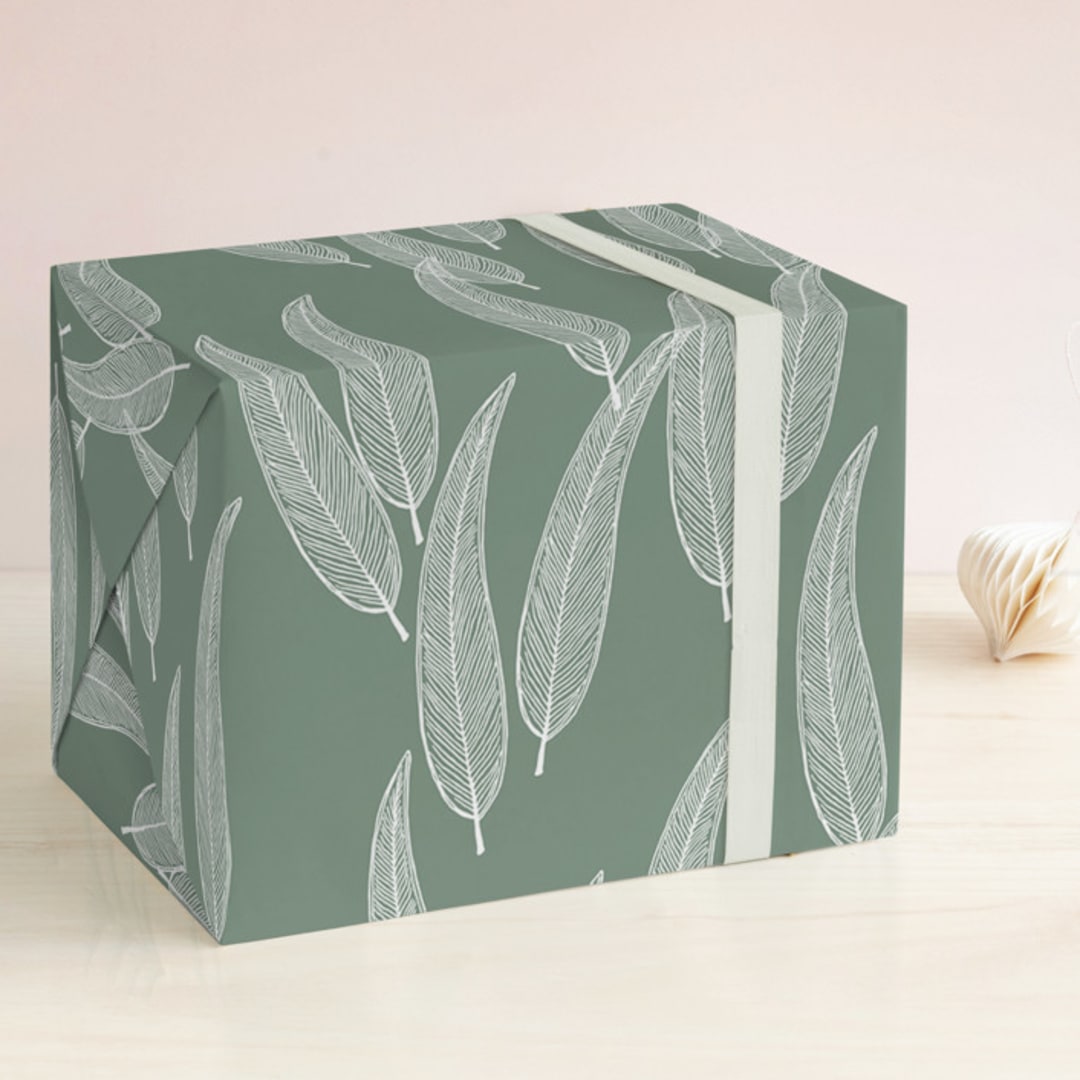 "Sketched Willow" - Wrapping Paper in Sage by Katharine Watson - Front