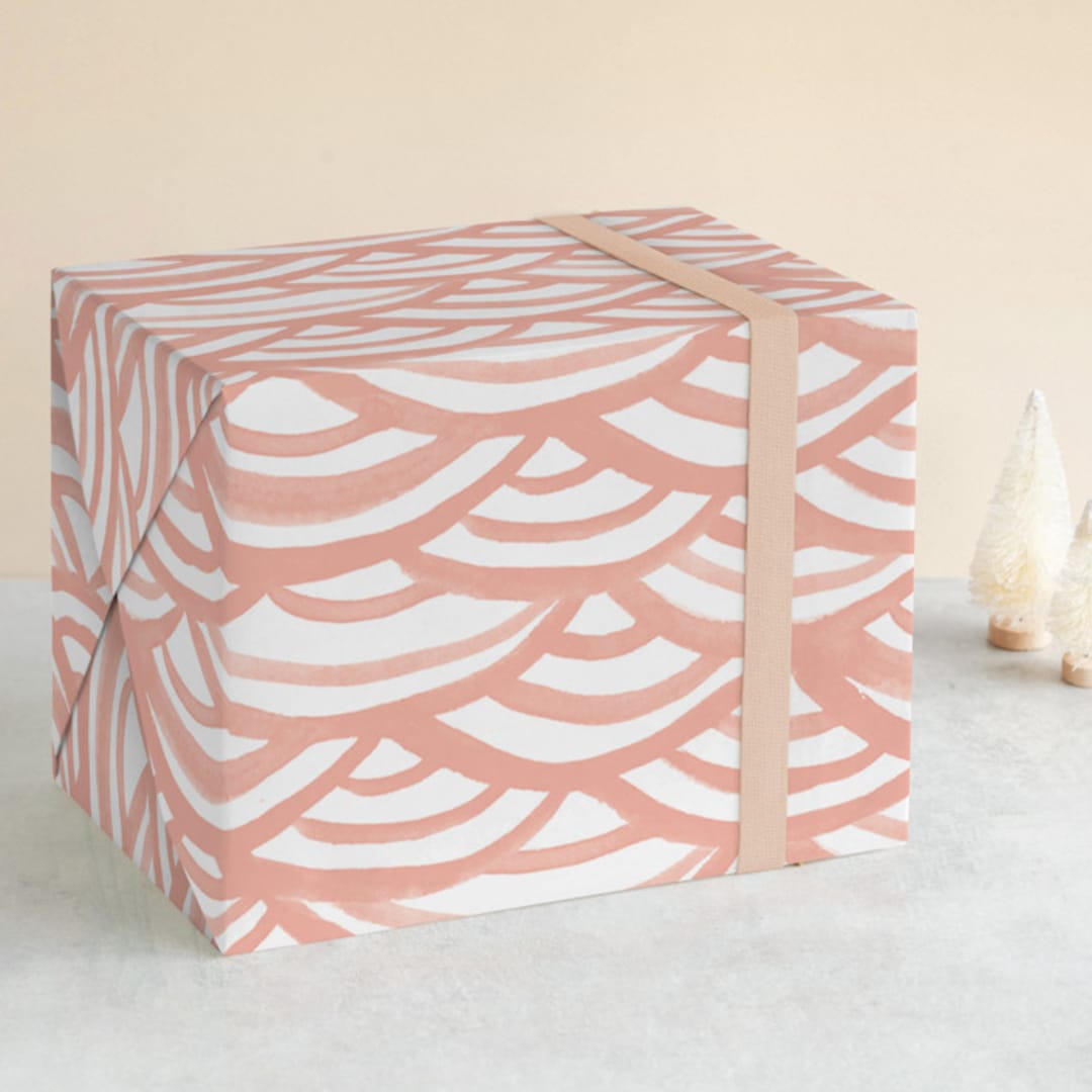 "Watercolor Bunting" - Wrapping Paper in Salmon by Liz Conley - Front