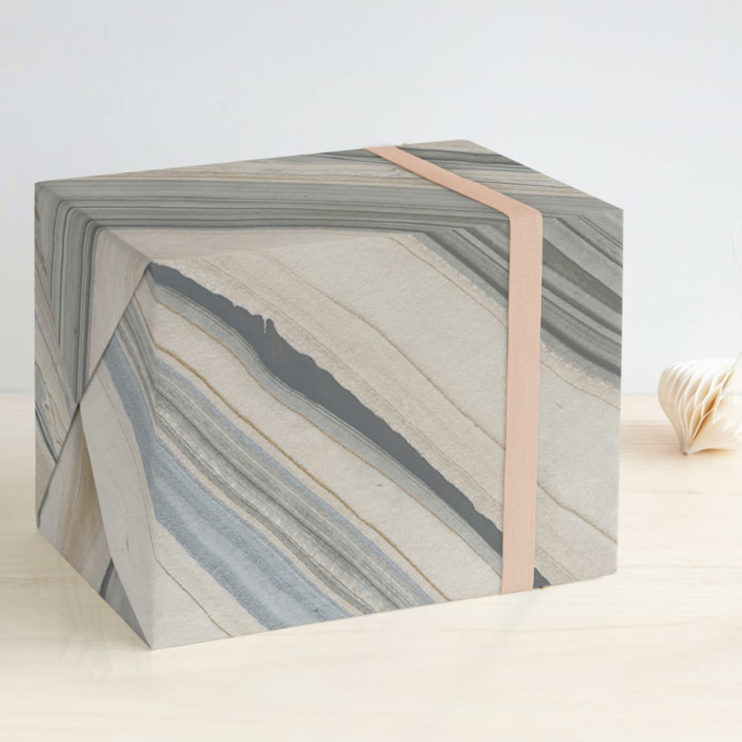 "Elegant Marble" - Wrapping Paper in Sandstone by Liz Conley - Front